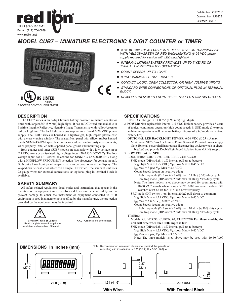 Red Lion CUB7T User Manual | 8 pages