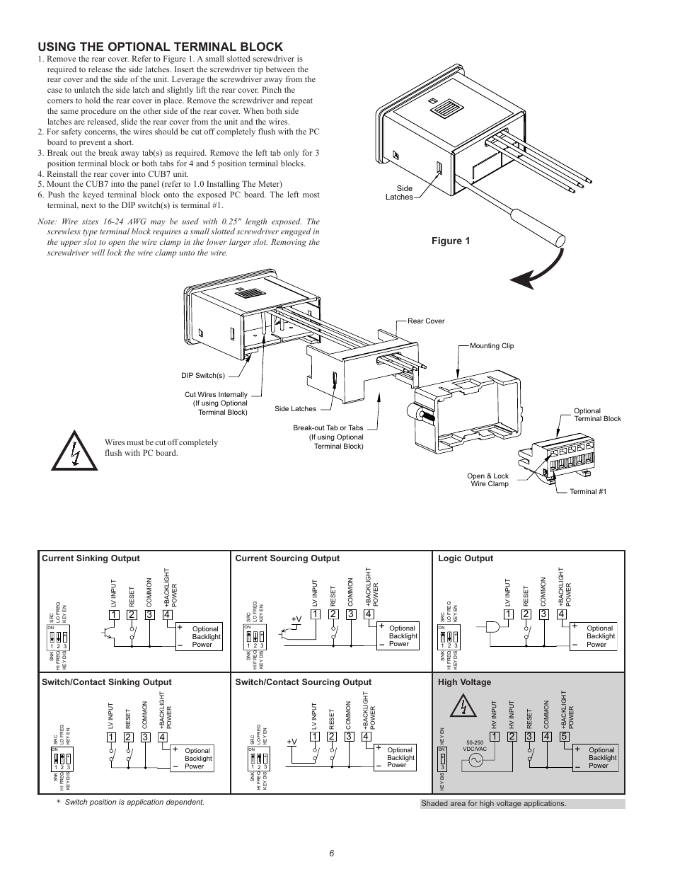 Using the optional terminal block, Figure 1 | Red Lion CUB7T User Manual | Page 6 / 8