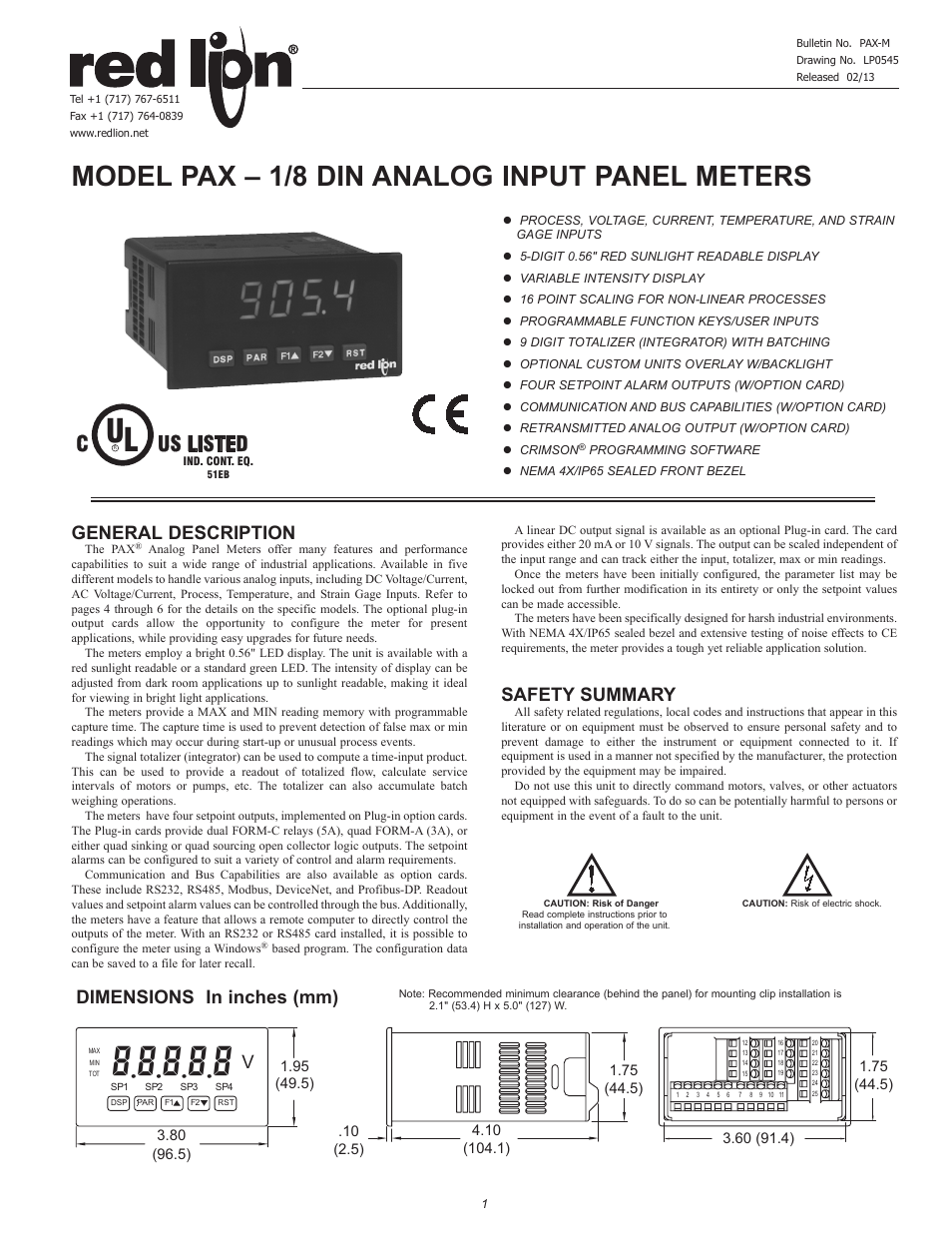 Red Lion PAXT User Manual | 36 pages