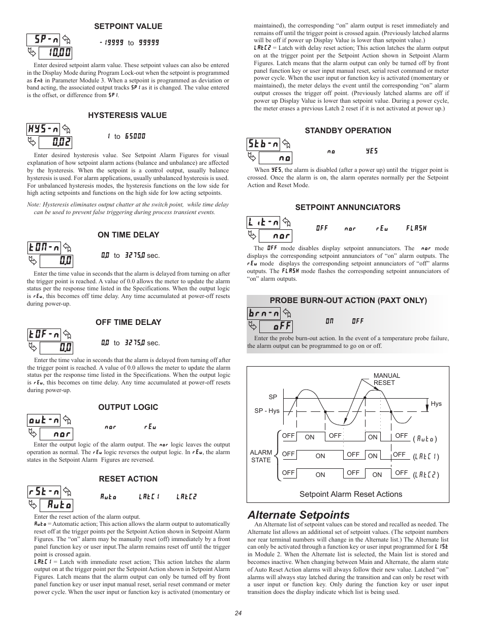 Мн о, Alternate setpoints | Red Lion PAXT User Manual | Page 24 / 36