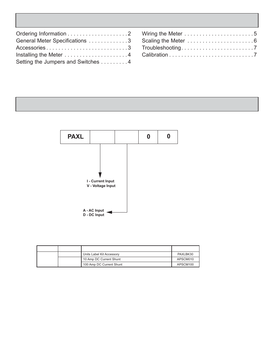 Able, Ontents, Rdering | Nformation | Red Lion PAXLVD User Manual | Page 2 / 8