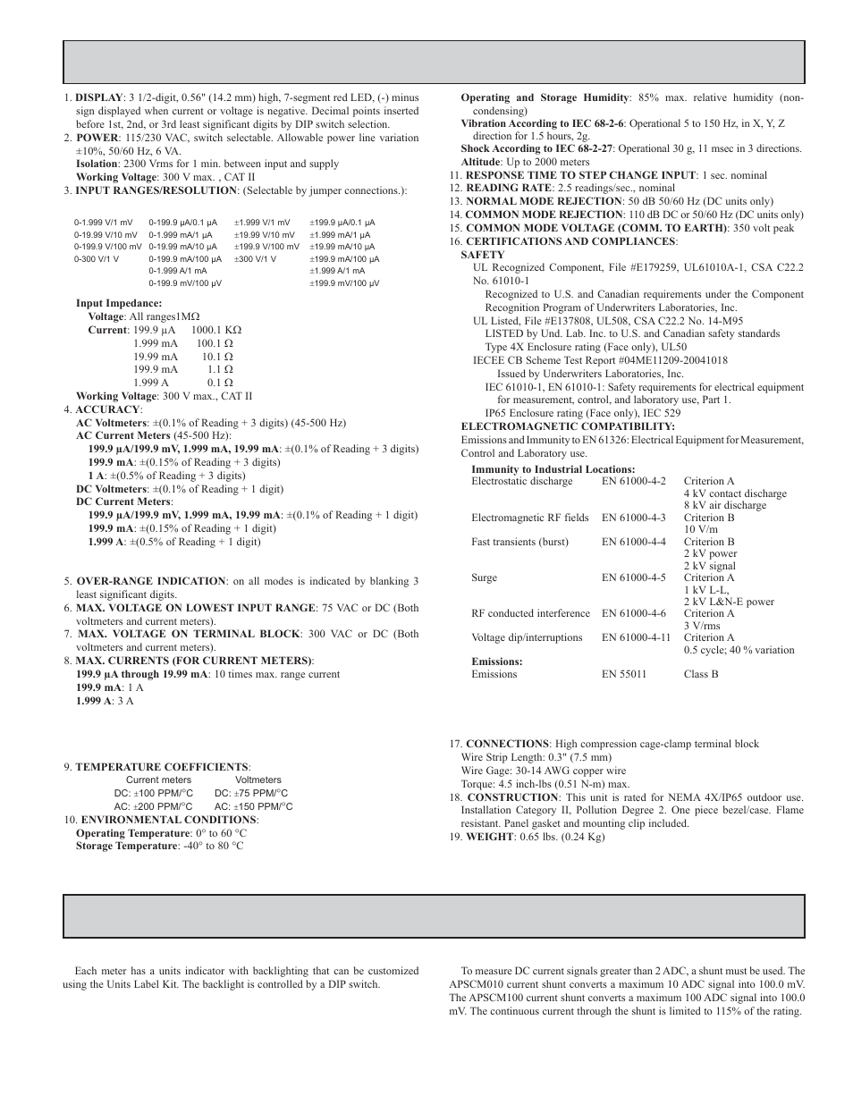 Eneral, Eter, Pecifications | Ccessories | Red Lion PAXLVD User Manual | Page 3 / 8