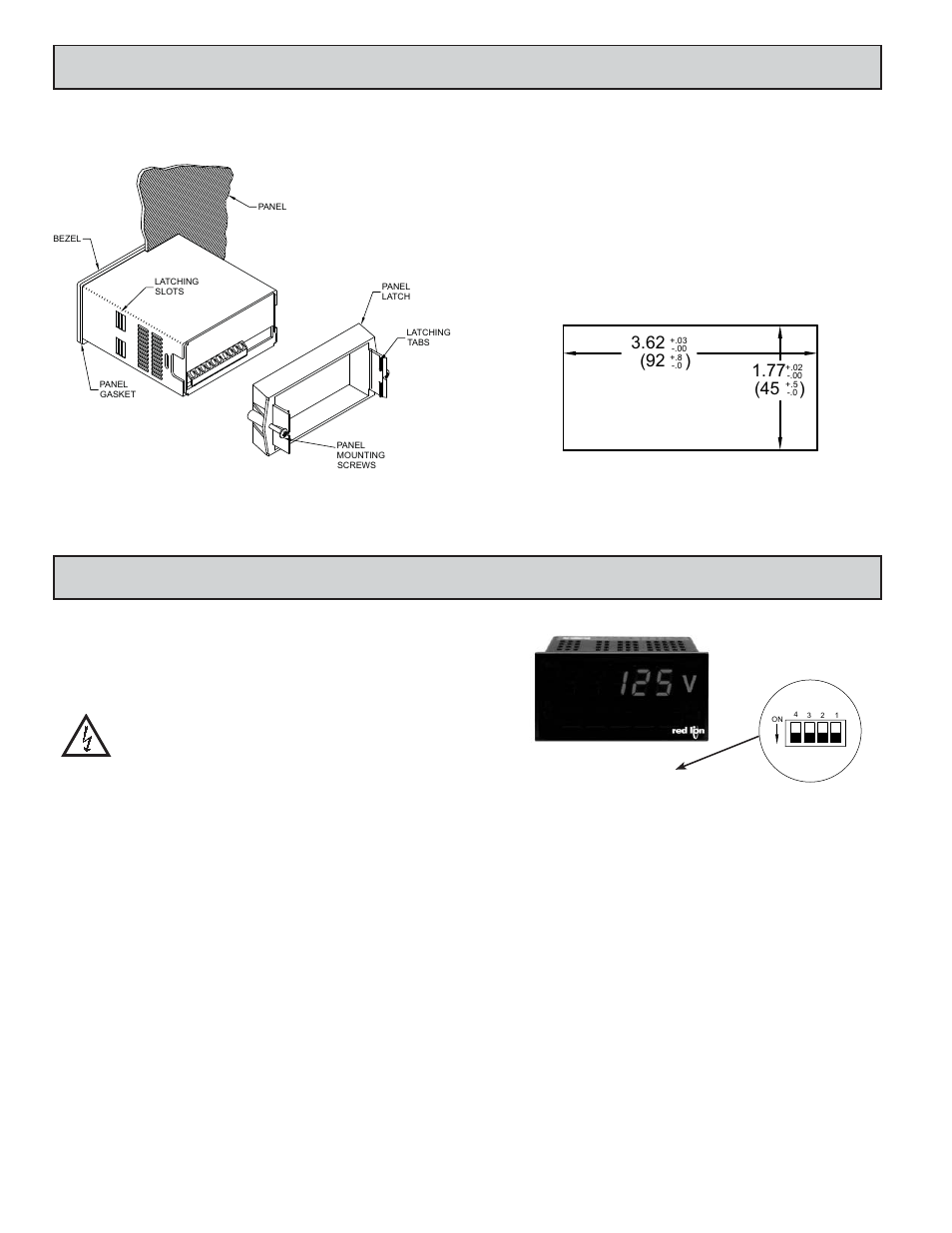 Etting, Witches, Nstalling | Eter | Red Lion PAXLHV User Manual | Page 4 / 8