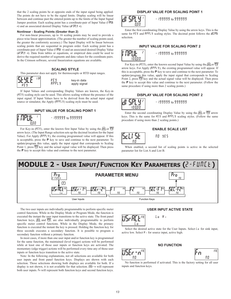 Style, Input, Disply | Sclist, User-n, Module 2 - u, Funct ), Usract, User-1, User-2 | Red Lion PAX2A User Manual | Page 13 / 36