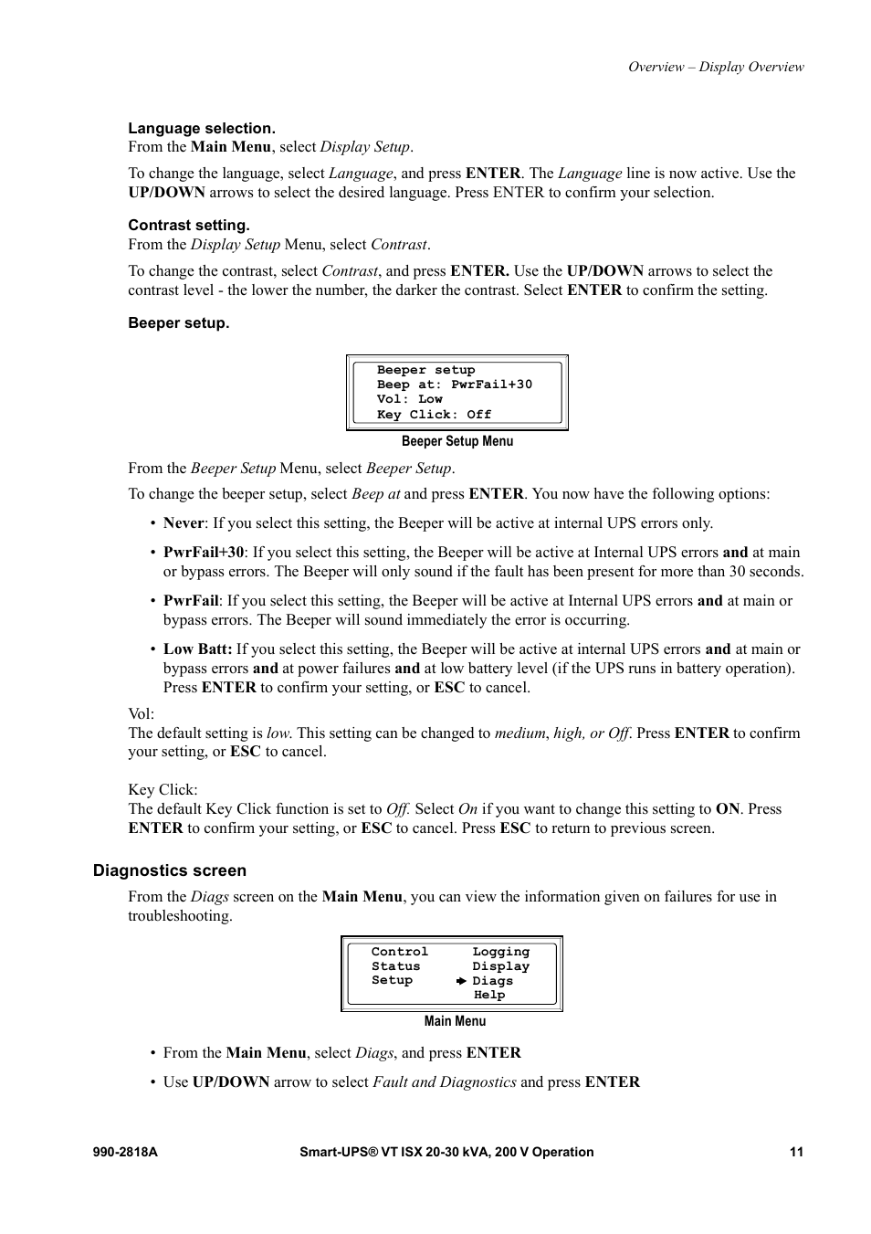 Diagnostics screen | American Power Conversion Smart-UPS User Manual | Page 17 / 36