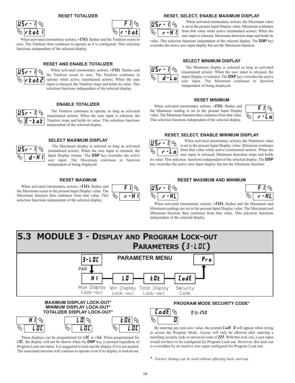 3 module 3 - d, ª« ª « ª, Isplay and | Rogram, Arameters, ª« ª | Red Lion DP5T User Manual | Page 14 / 20