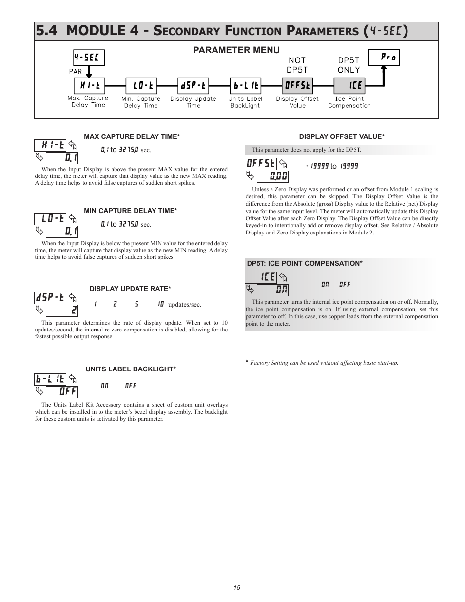 4 module 4 - s, Econdary, Unction | Arameters | Red Lion DP5T User Manual | Page 15 / 20