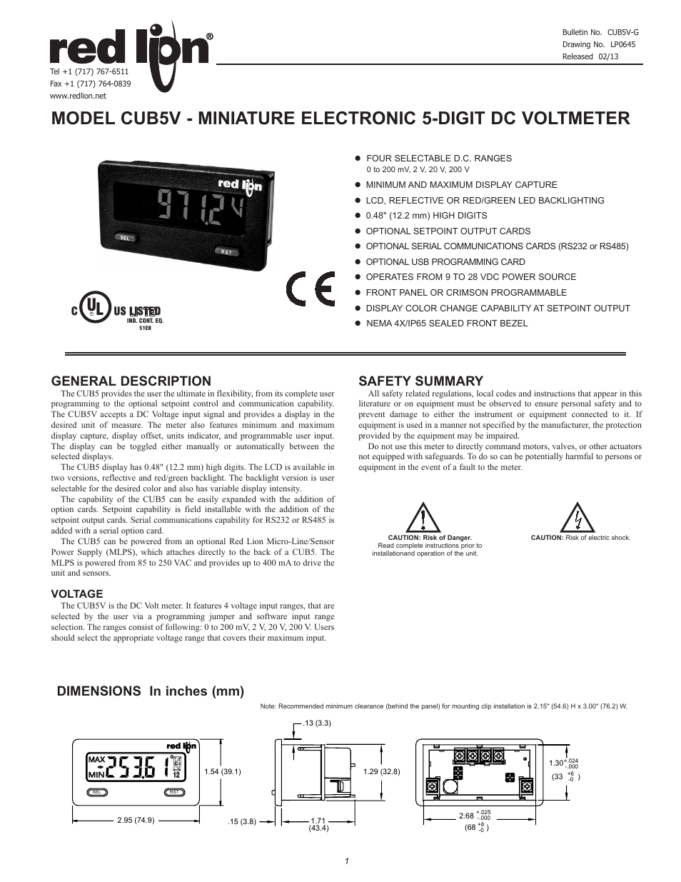 Red Lion CUB5V User Manual | 12 pages