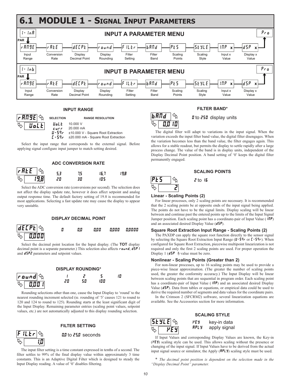1 module 1 - s, Ignal, Nput | Arameters | Red Lion PAXDP User Manual | Page 10 / 32