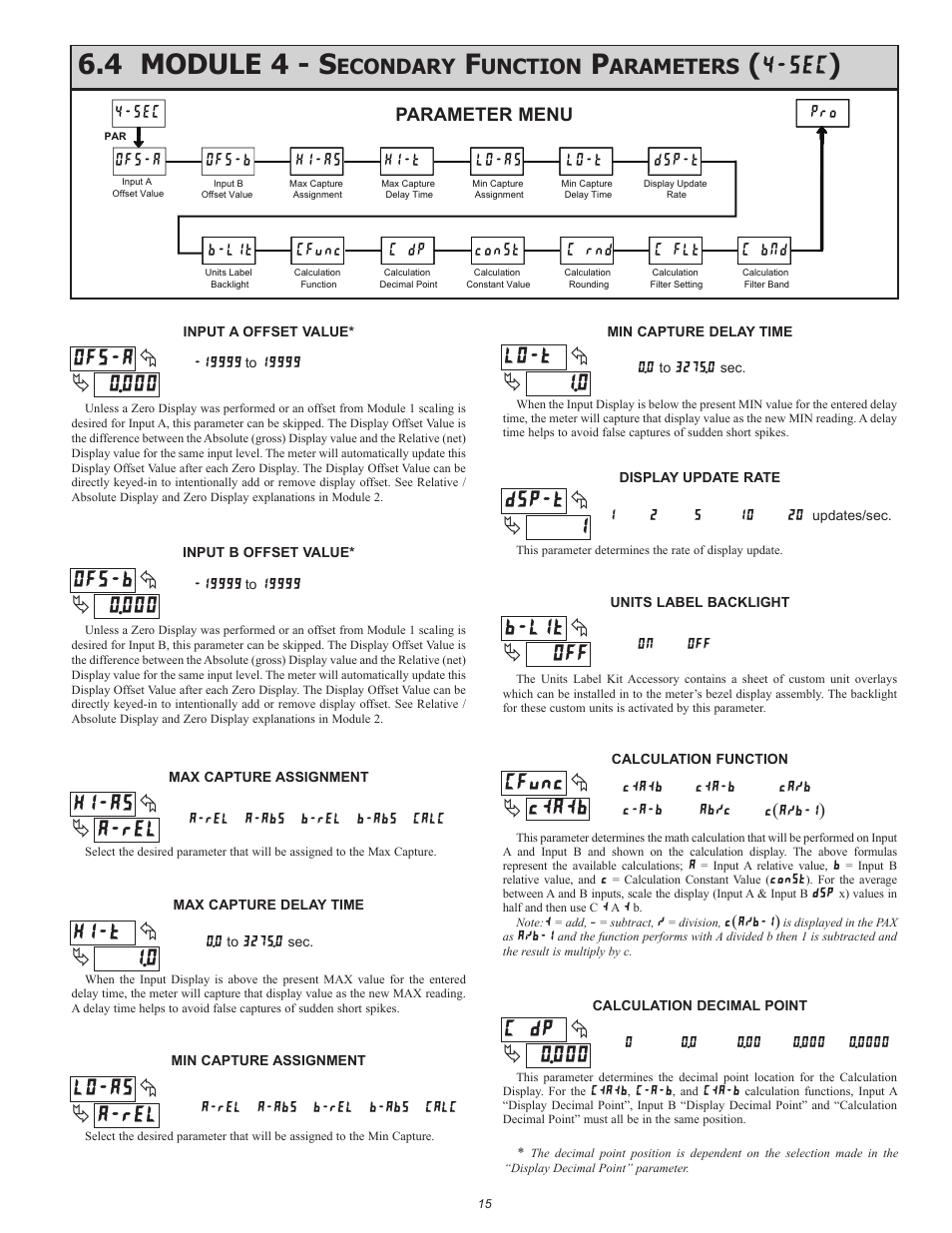 4 module 4 - s, Econdary, Unction | Arameters | Red Lion PAXDP User Manual | Page 15 / 32