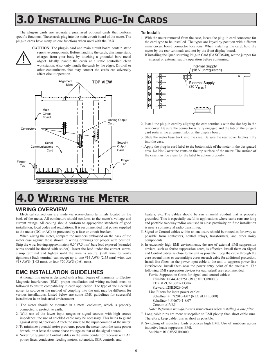 Iring, Eter, Nstalling | Ards, Wiring overview, Emc installation guidelines | Red Lion PAXDP User Manual | Page 6 / 32