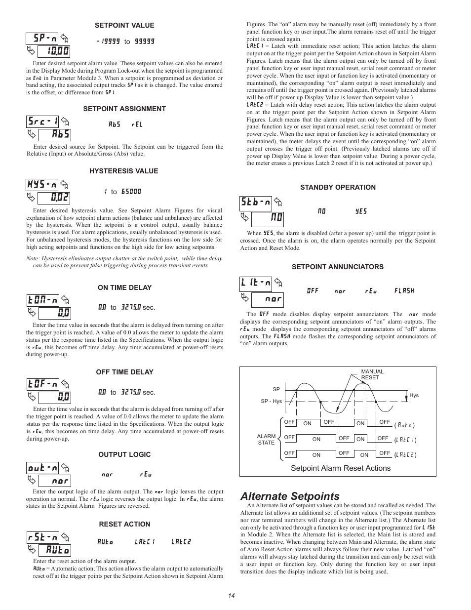 Мн о, Alternate setpoints | Red Lion LDSG User Manual | Page 14 / 20