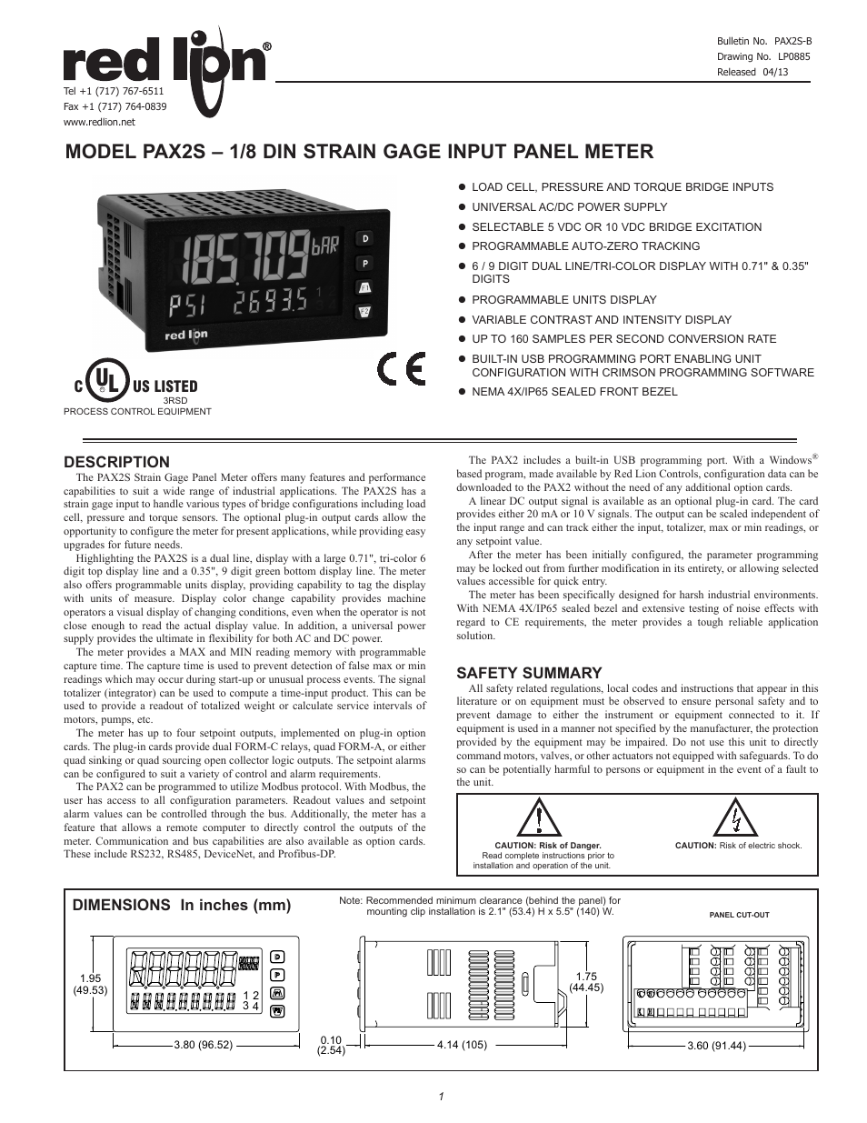 Red Lion PAX2S User Manual | 36 pages