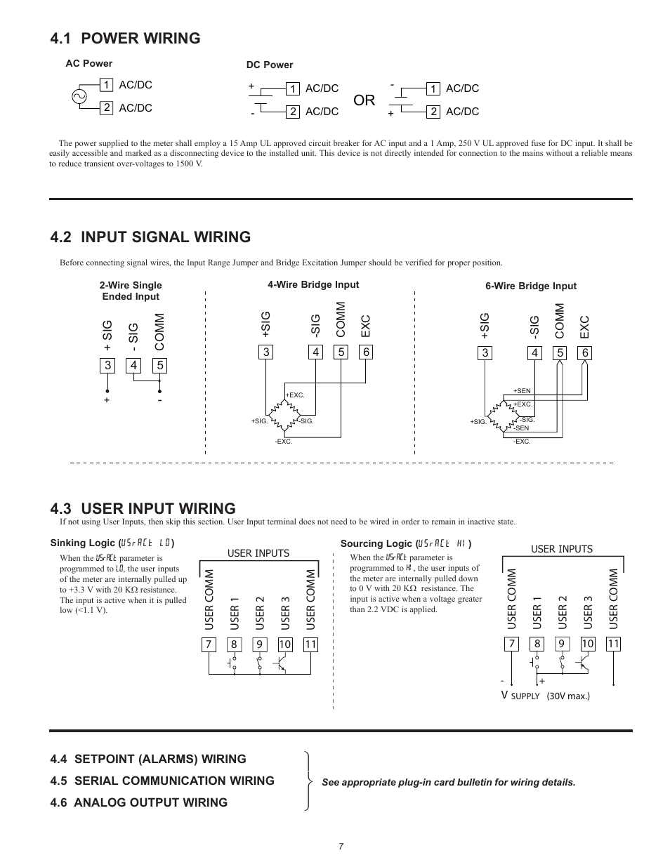1 power wiring, 2 input signal wiring, 3 user input wiring | Red Lion PAX2S User Manual | Page 7 / 36