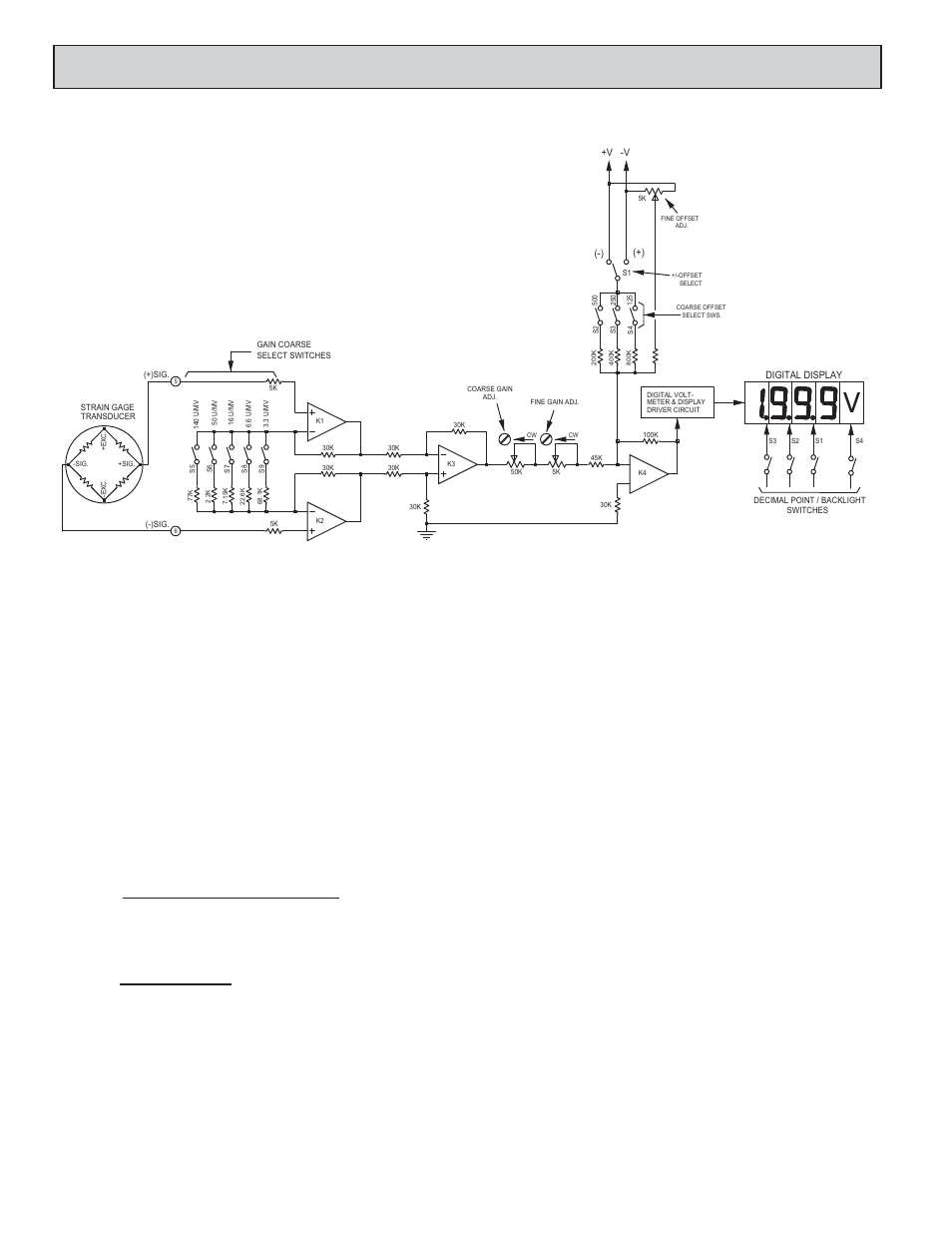 Caling, Eter, Description of operation | Gain adjustments, Paxlsg schematic, Coarse gain select switches, Coarse and fine gain adjustments, Offset adjustments | Red Lion PAXLSG User Manual | Page 6 / 8