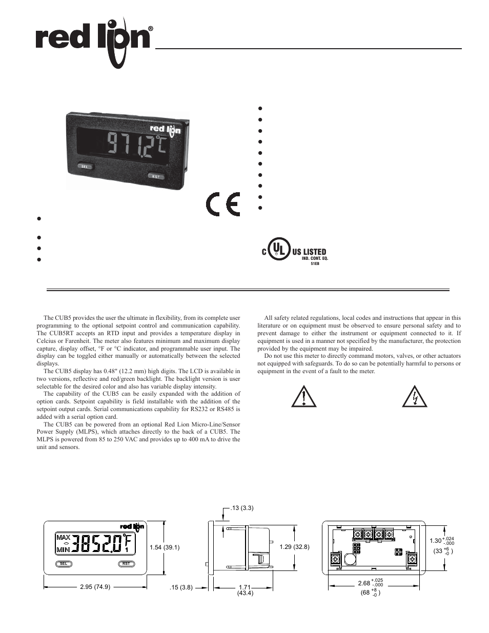 Red Lion CUB5RT User Manual | 12 pages