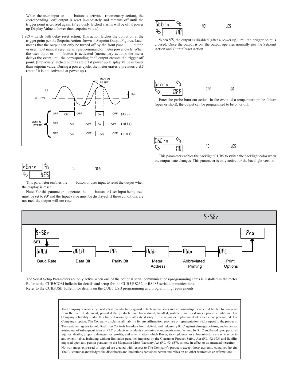 5 module 5 - s, Yes ren-n, No stb-n | No chc-n, Off brn-n, Ser baud data par addr abbr opt pro, Erial, Etup, Arameters | Red Lion CUB5RT User Manual | Page 11 / 12