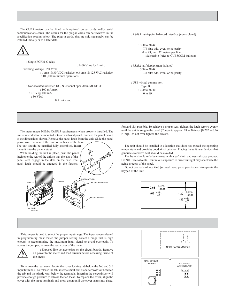 Ptional, Ards, Nstalling | Eter, Etting, Umpers | Red Lion CUB5RT User Manual | Page 3 / 12