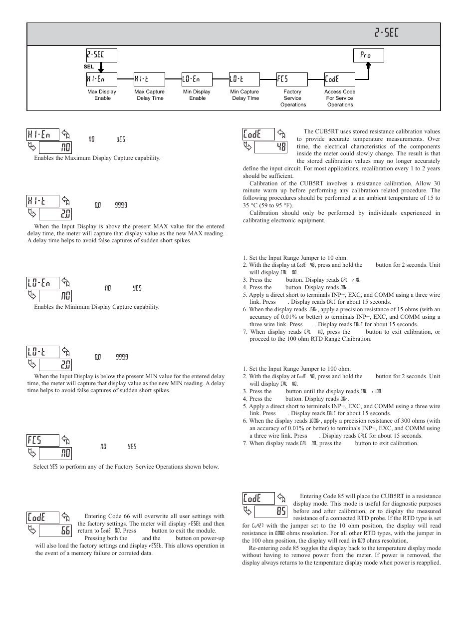 2 module 2 - s, 0 hi-t, No lo-en | No fcs, 0 lo-t, No hi-en, 48 code, 66 code, 85 code, Econdary | Red Lion CUB5RT User Manual | Page 8 / 12