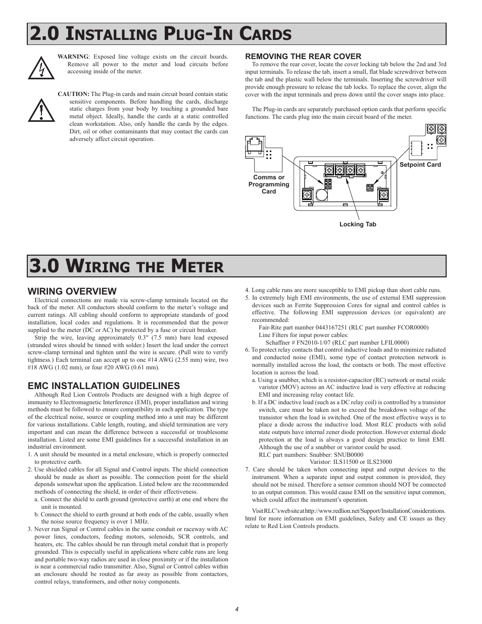 Iring, Eter, Nstalling | Ards | Red Lion CUB5TC User Manual | Page 4 / 12