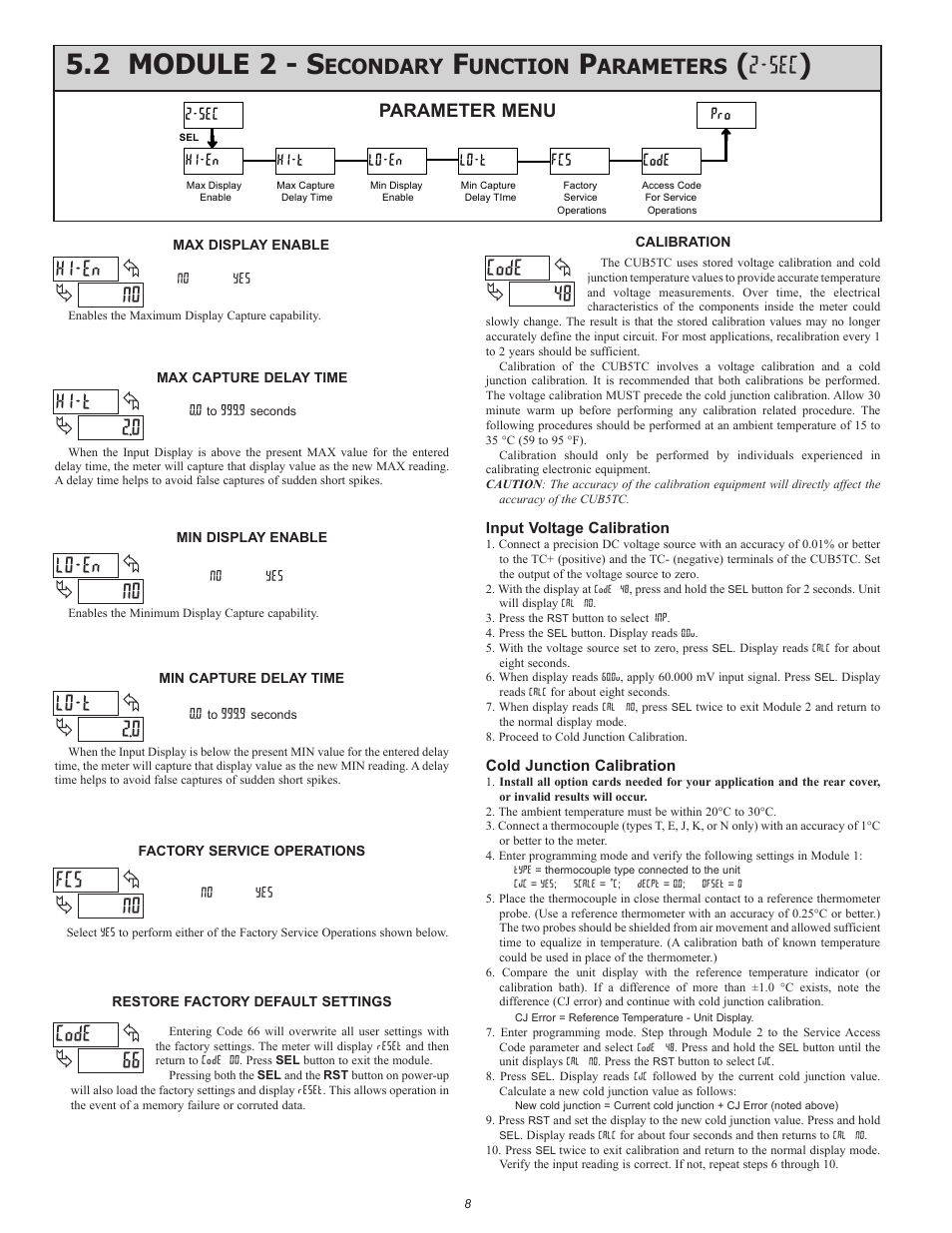 2 module 2 - s, 0 hi-t, No lo-en | No fcs, 0 lo-t, No hi-en, 48 code, 66 code, Econdary, Unction | Red Lion CUB5TC User Manual | Page 8 / 12