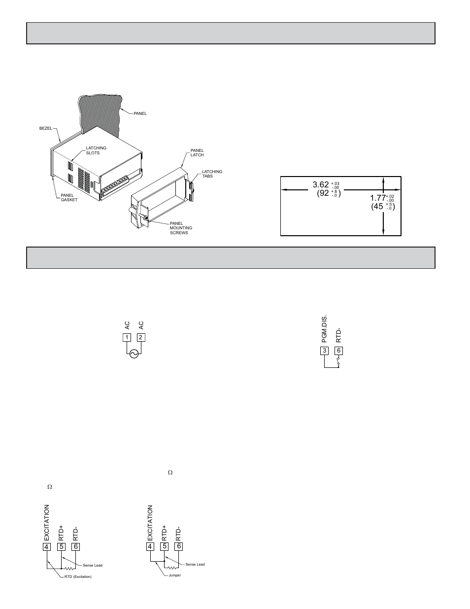 Iring, Eter, Nstalling | Power wiring, Signal wiring (rtd sensor), Program disable input wiring, Wiring overview | Red Lion PAXLRT User Manual | Page 4 / 8