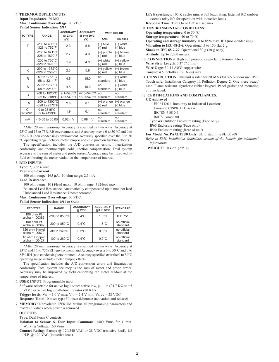 Red Lion PAXLT User Manual | Page 2 / 12
