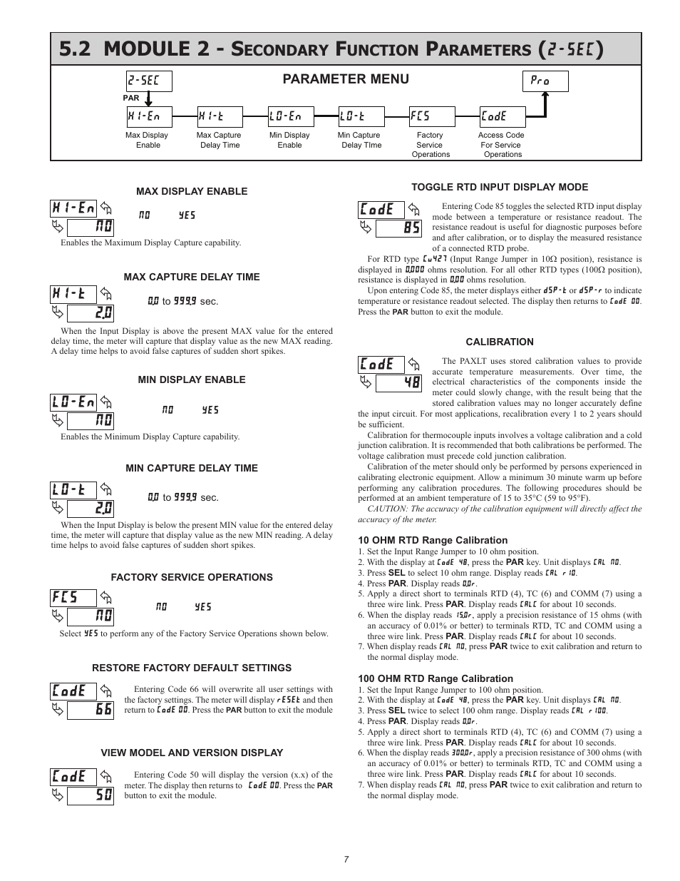 2 module 2 - s, Econdary, Unction | Arameters | Red Lion PAXLT User Manual | Page 7 / 12