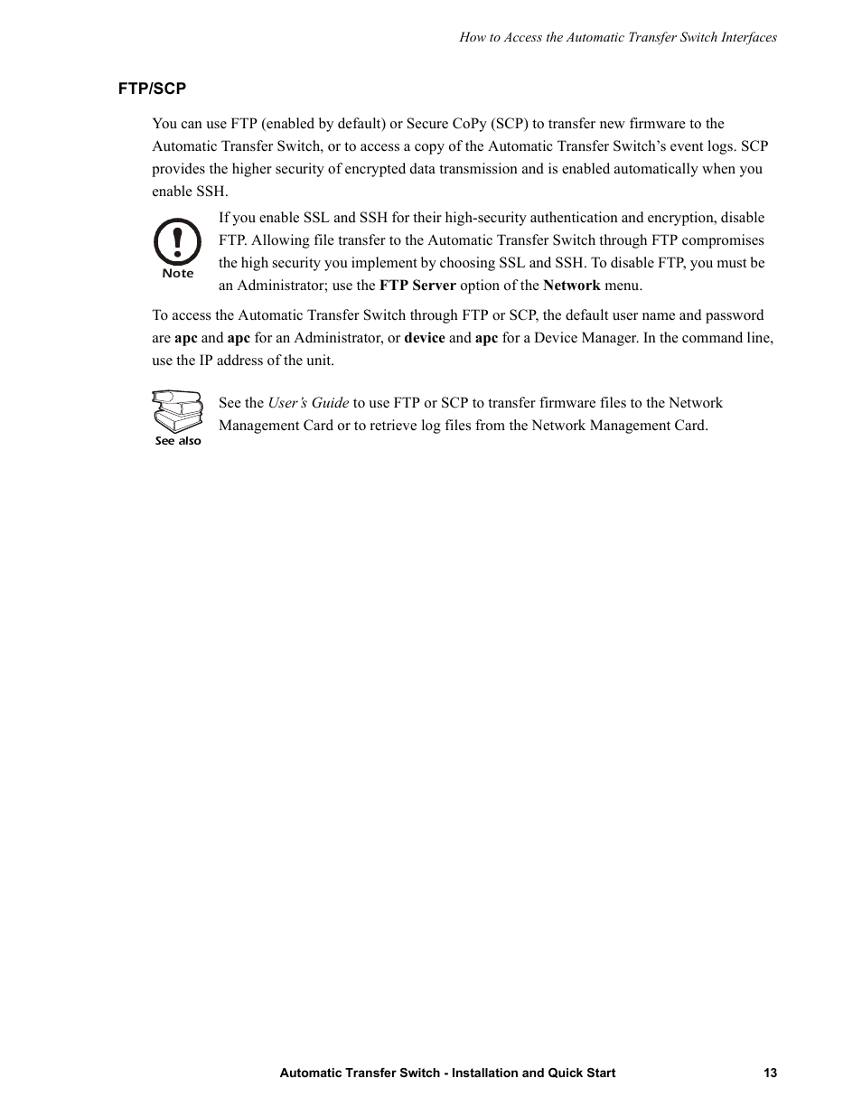 Ftp/scp | American Power Conversion Automatic Transfer User Manual | Page 17 / 25