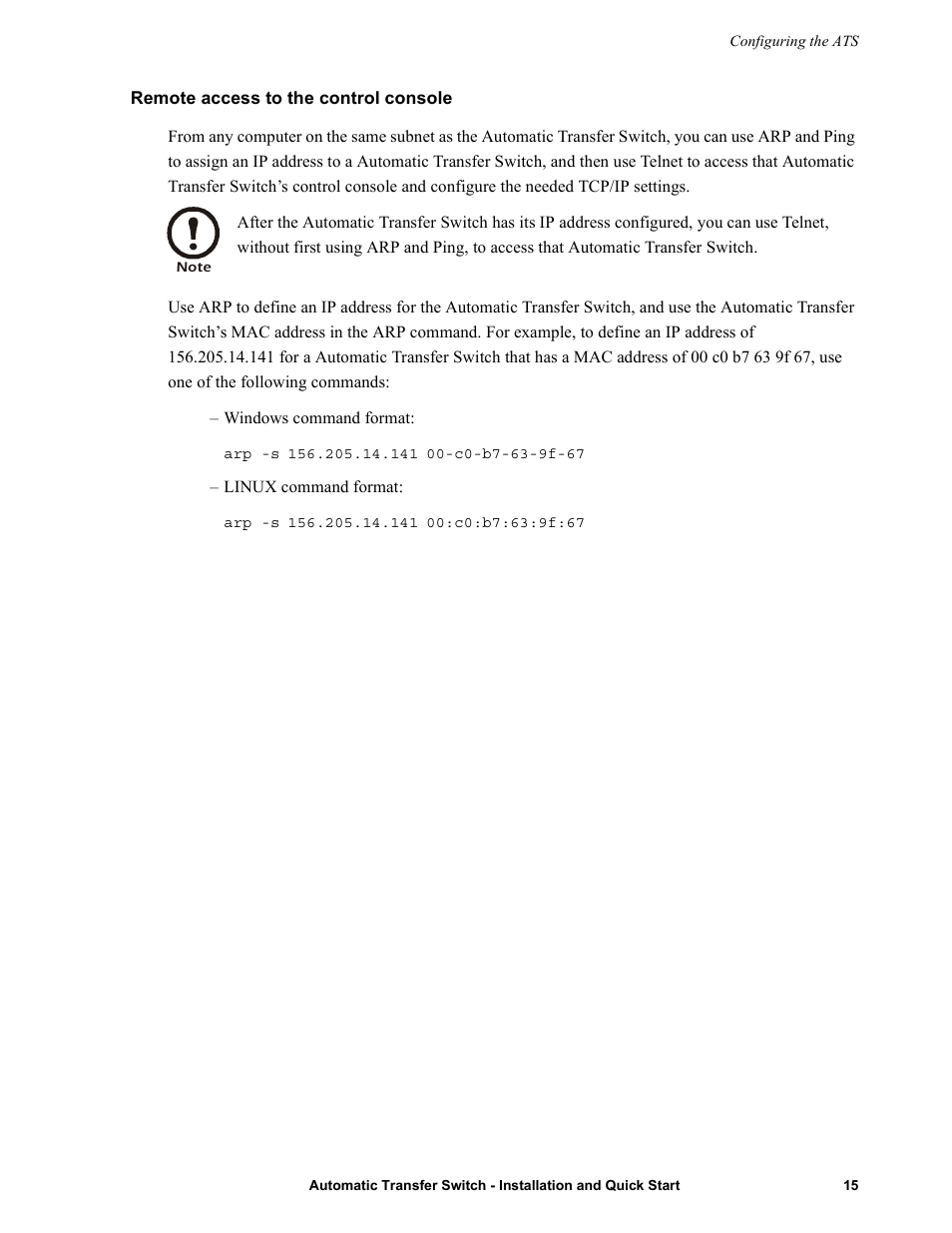 Remote access to the control console | American Power Conversion Automatic Transfer User Manual | Page 19 / 25