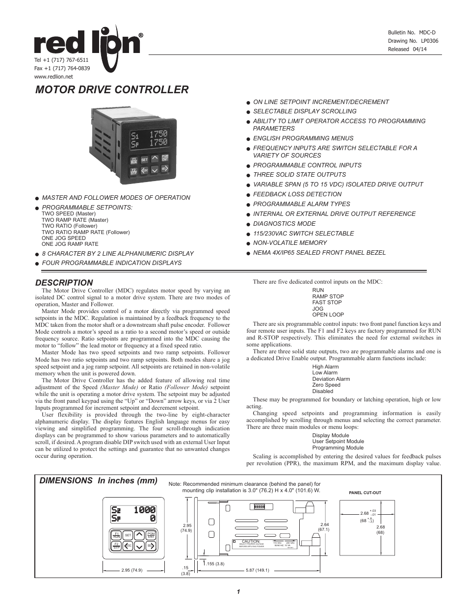 Red Lion MDC User Manual | 4 pages