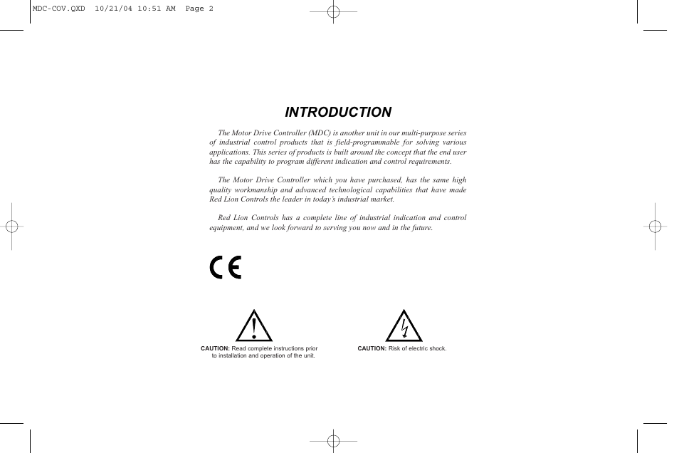 Introduction | Red Lion MDC User Manual | Page 2 / 51