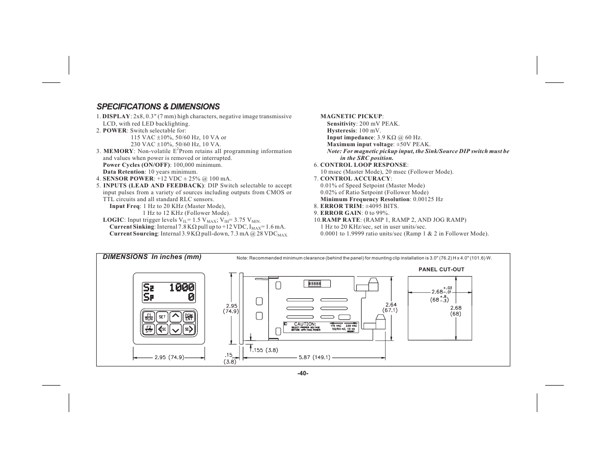 Specifications & dimensions | Red Lion MDC User Manual | Page 42 / 51