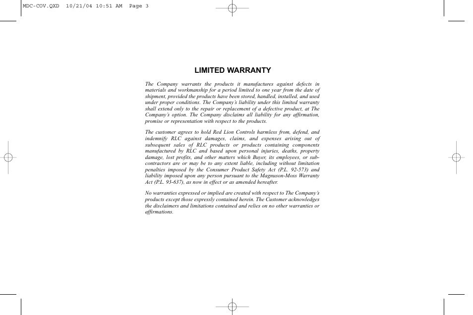 Red Lion MDC User Manual | Page 50 / 51