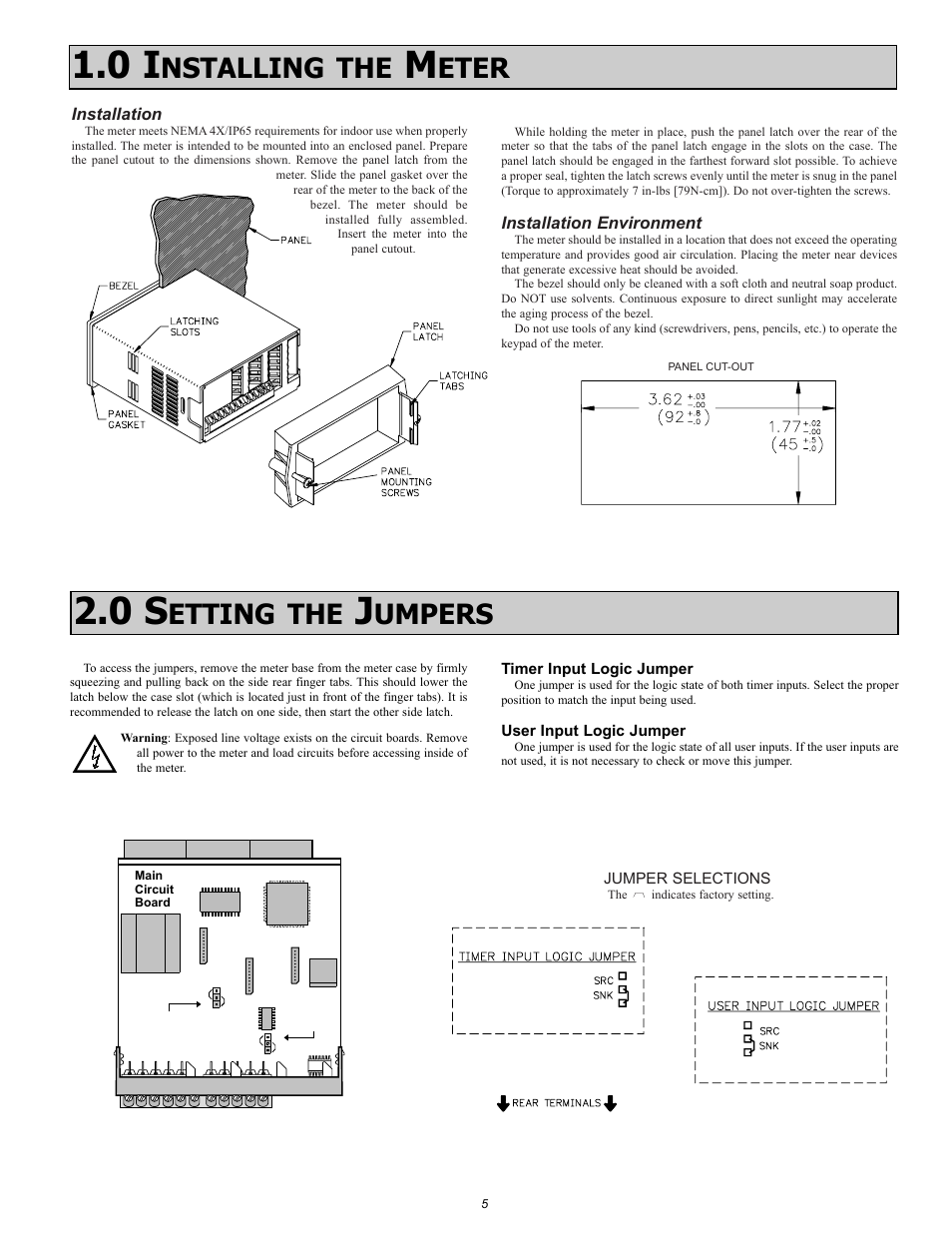 Nstalling the, Eter, Etting the | Umpers | Red Lion PAXCK User Manual | Page 5 / 28