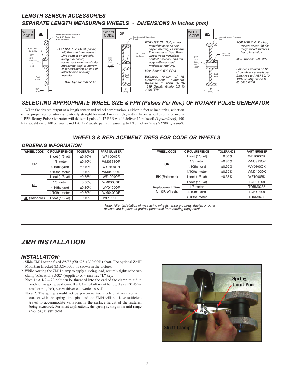 Zmh installation, Wheels & replacement tires for code or wheels, Installation | Ordering information | Red Lion ZMH - HEAVY DUTY User Manual | Page 3 / 4