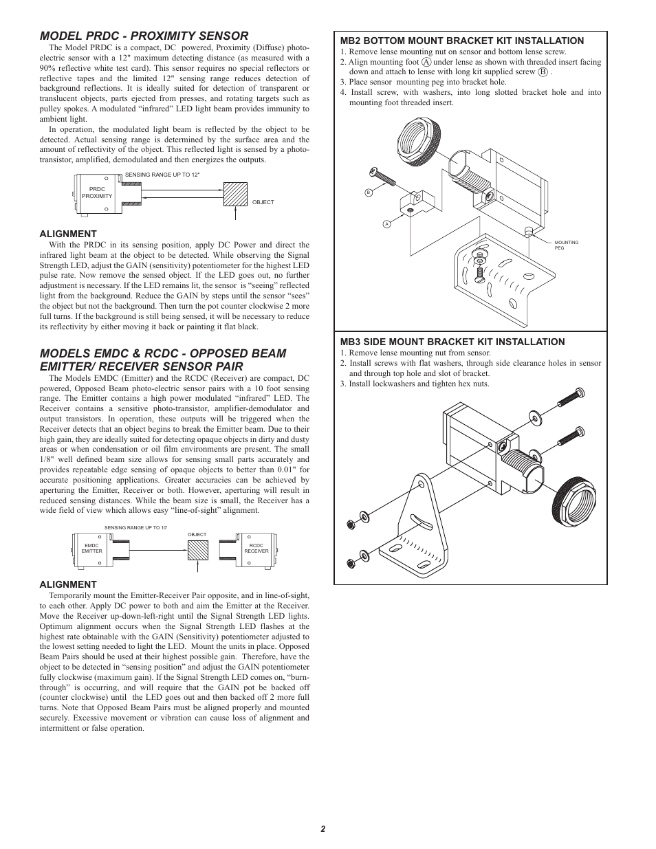 Model prdc - proximity sensor | Red Lion DC POWERED User Manual | Page 2 / 4