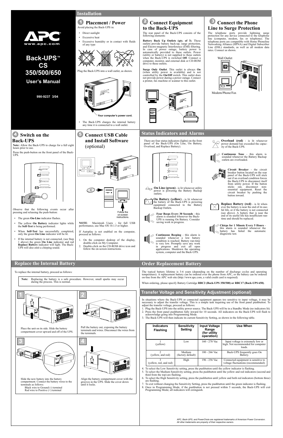 American Power Conversion 650 User Manual | 2 pages