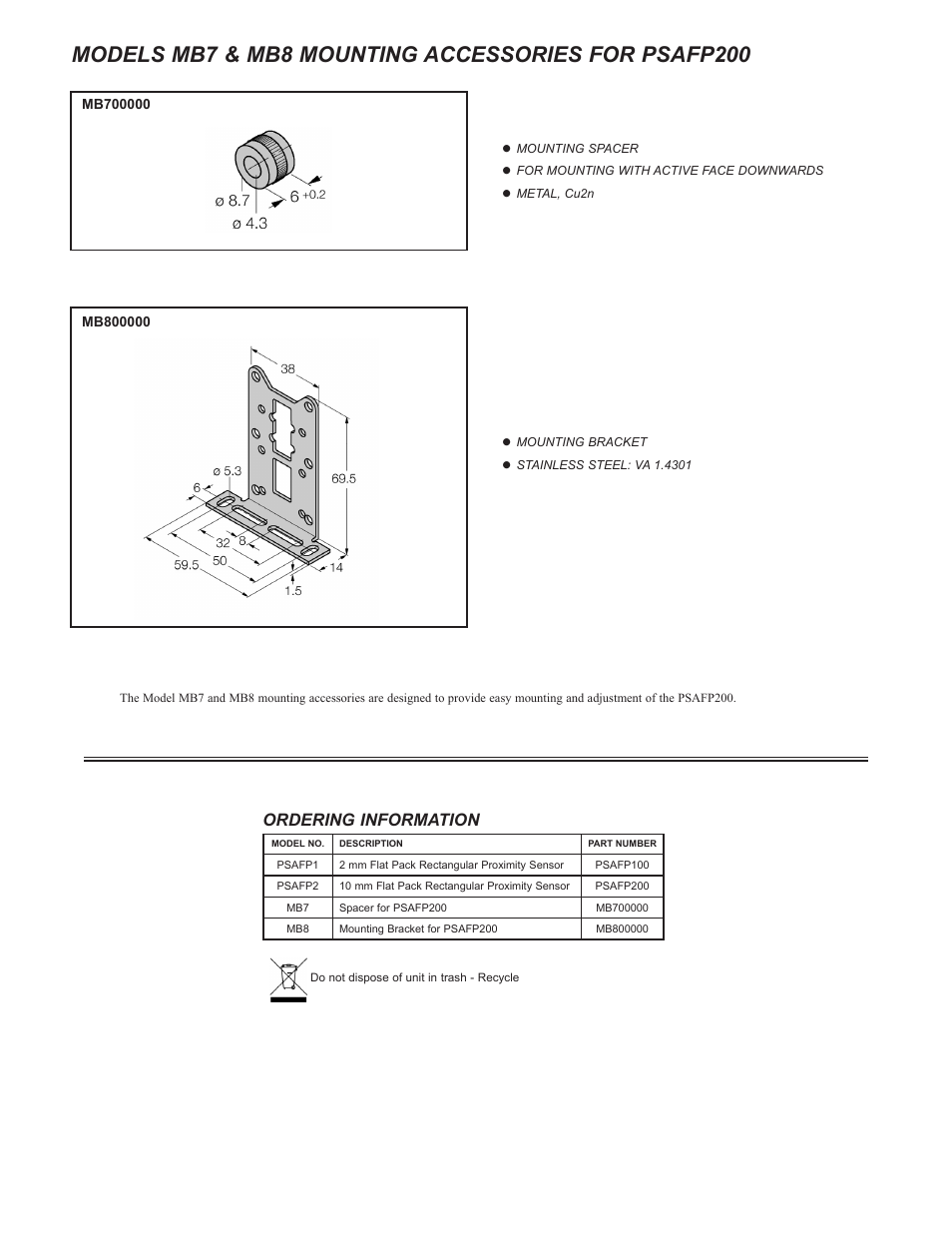 Ordering information | Red Lion PSAFP - FLAT PACK User Manual | Page 3 / 4