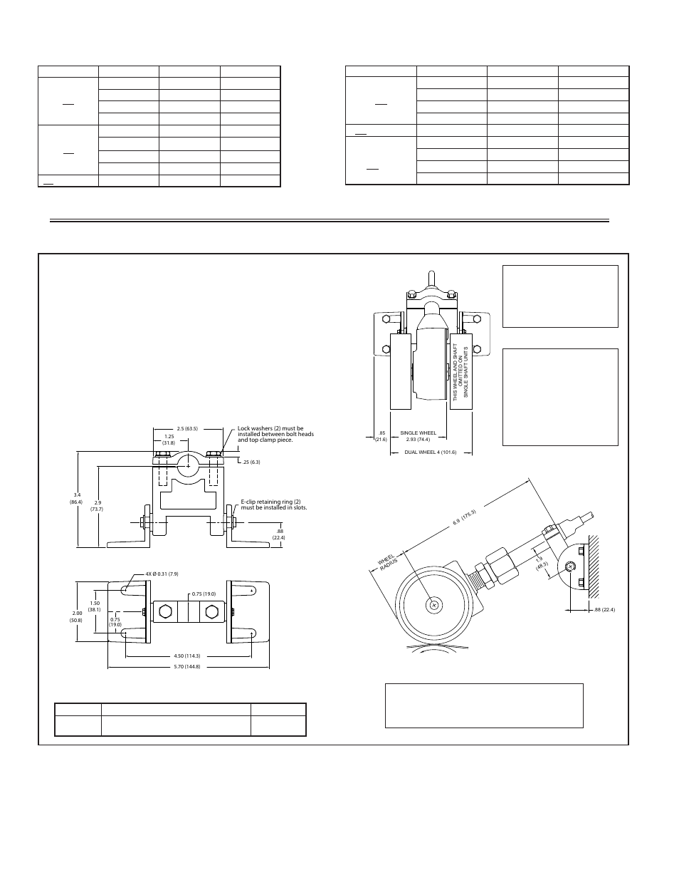 Ordering information, Dimensions in inches (mm), Model lsahc - length sensor hinge clamp assembly | Wheels & replacement tires for code or wheels | Red Lion ZHG - STANDARD & HEAVY DUTY User Manual | Page 4 / 4