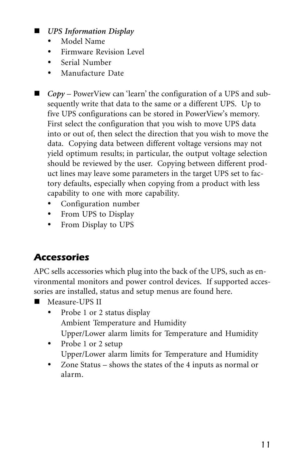 Accessories | American Power Conversion AP9215 User Manual | Page 13 / 20
