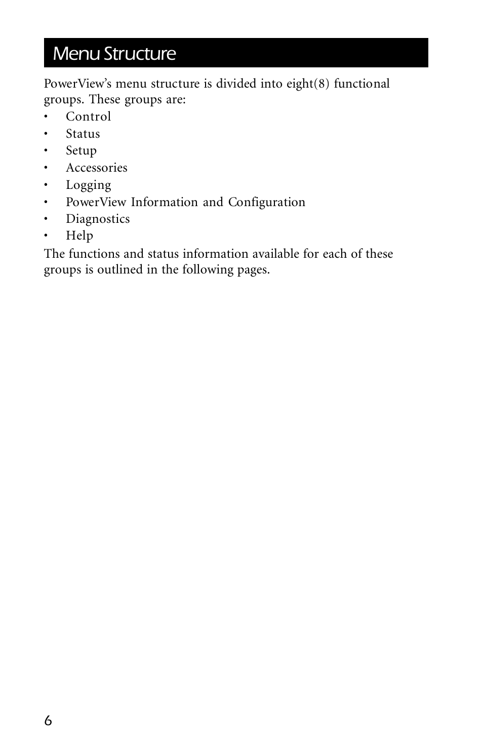 Menu structure | American Power Conversion AP9215 User Manual | Page 8 / 20