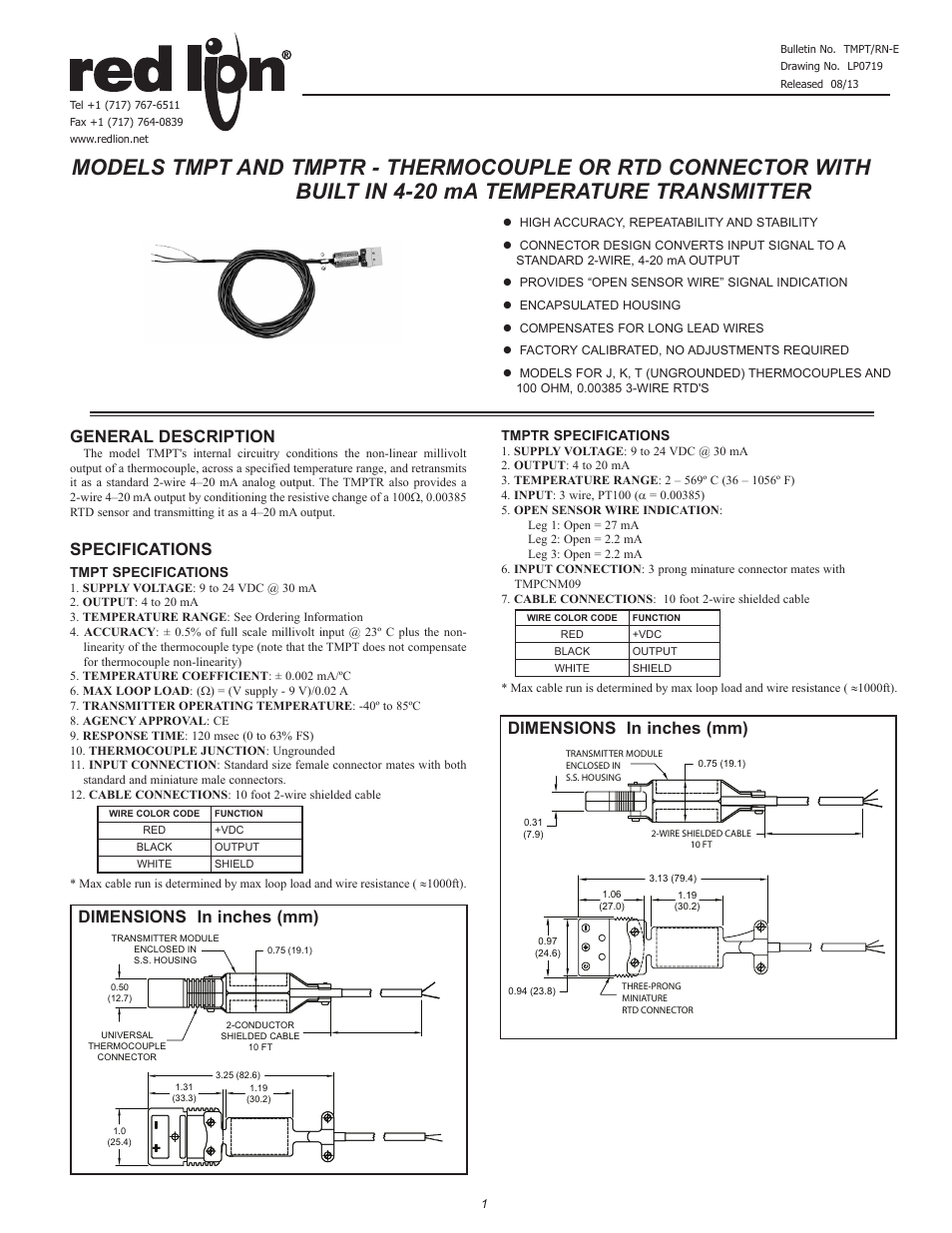 Red Lion TMPT - AMPLIFIER User Manual | 4 pages