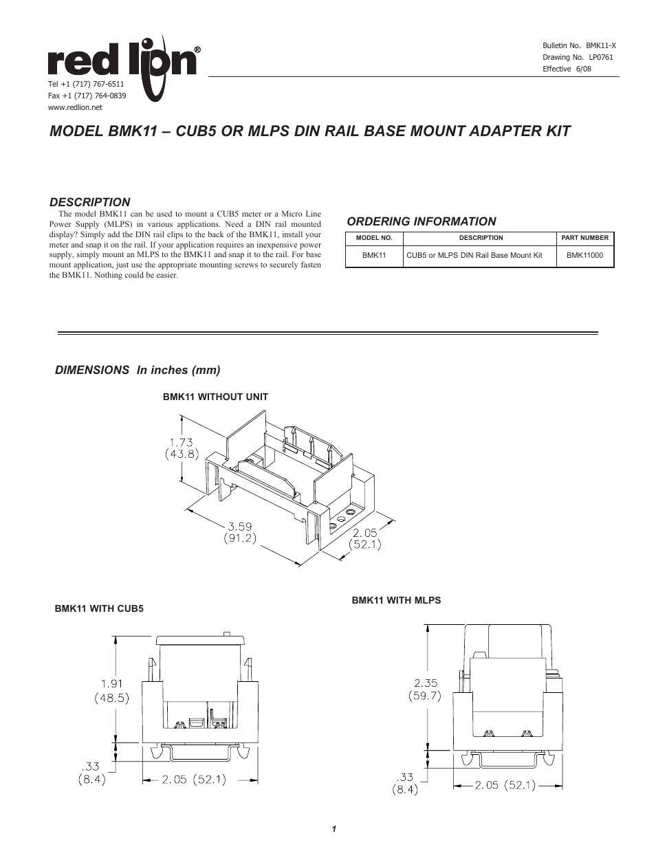 Red Lion BMK11 User Manual | 2 pages