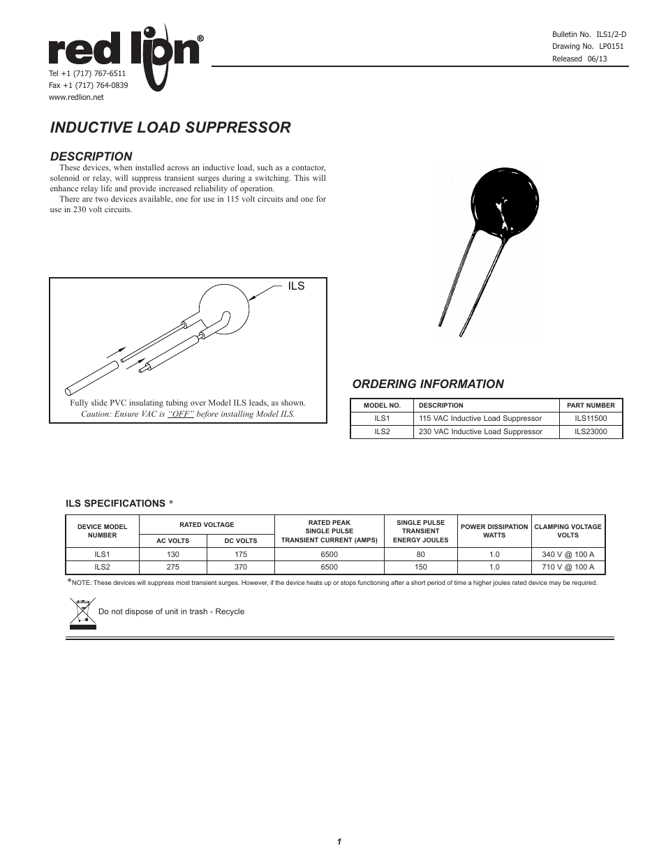 Red Lion ILS User Manual | 2 pages