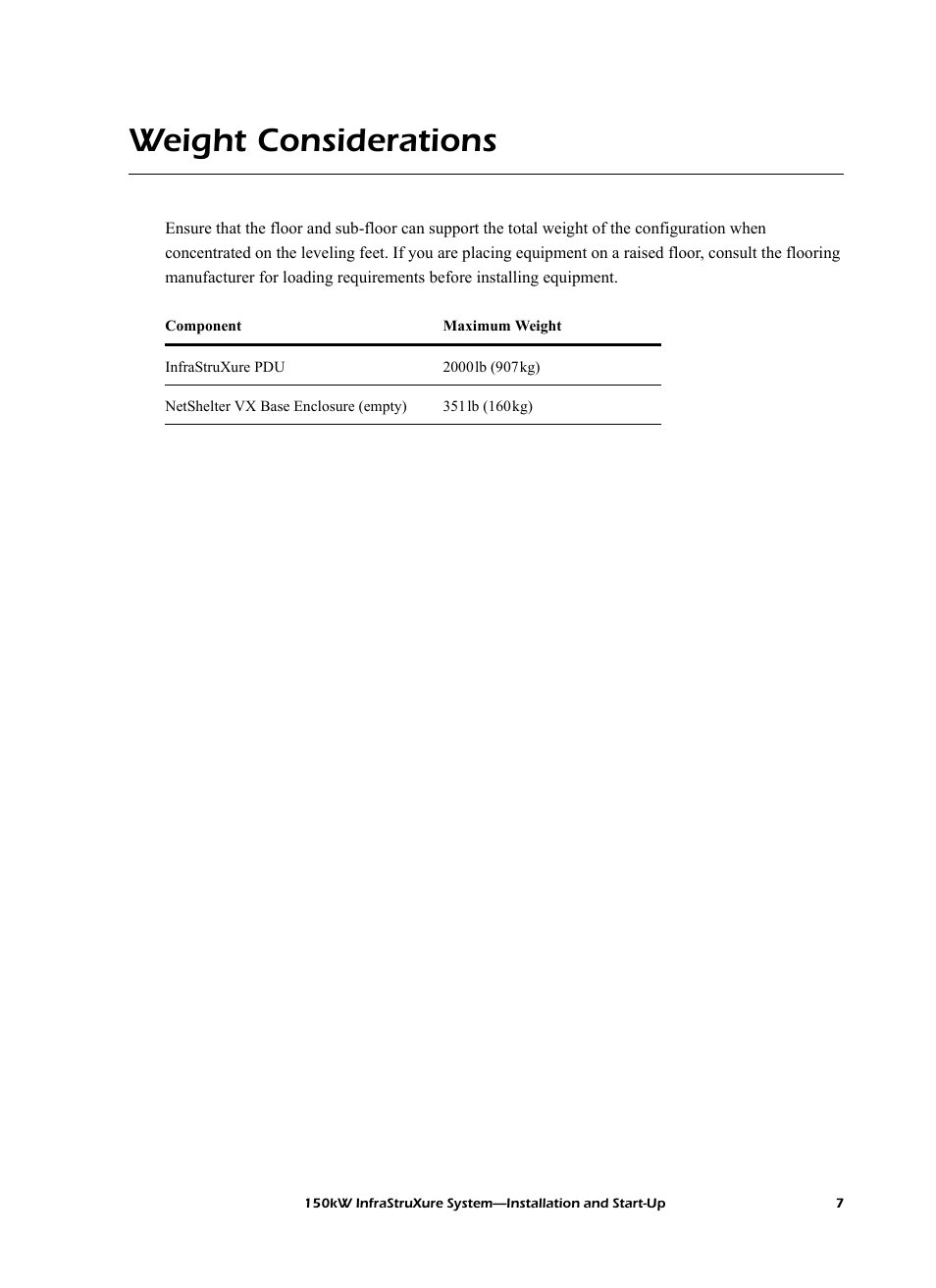Weight considerations | American Power Conversion PDU User Manual | Page 15 / 54