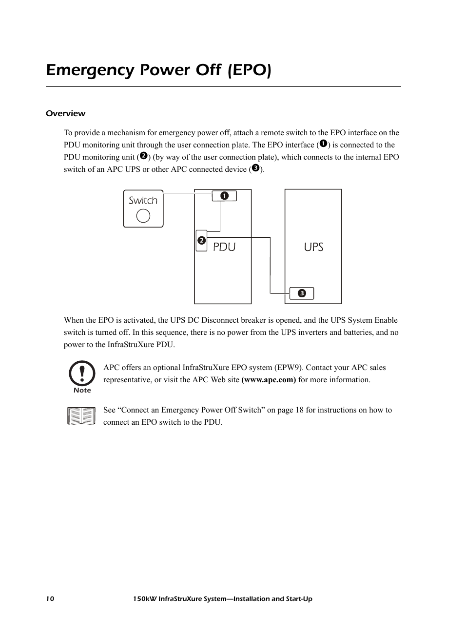 Emergency power off (epo), Overview | American Power Conversion PDU User Manual | Page 18 / 54