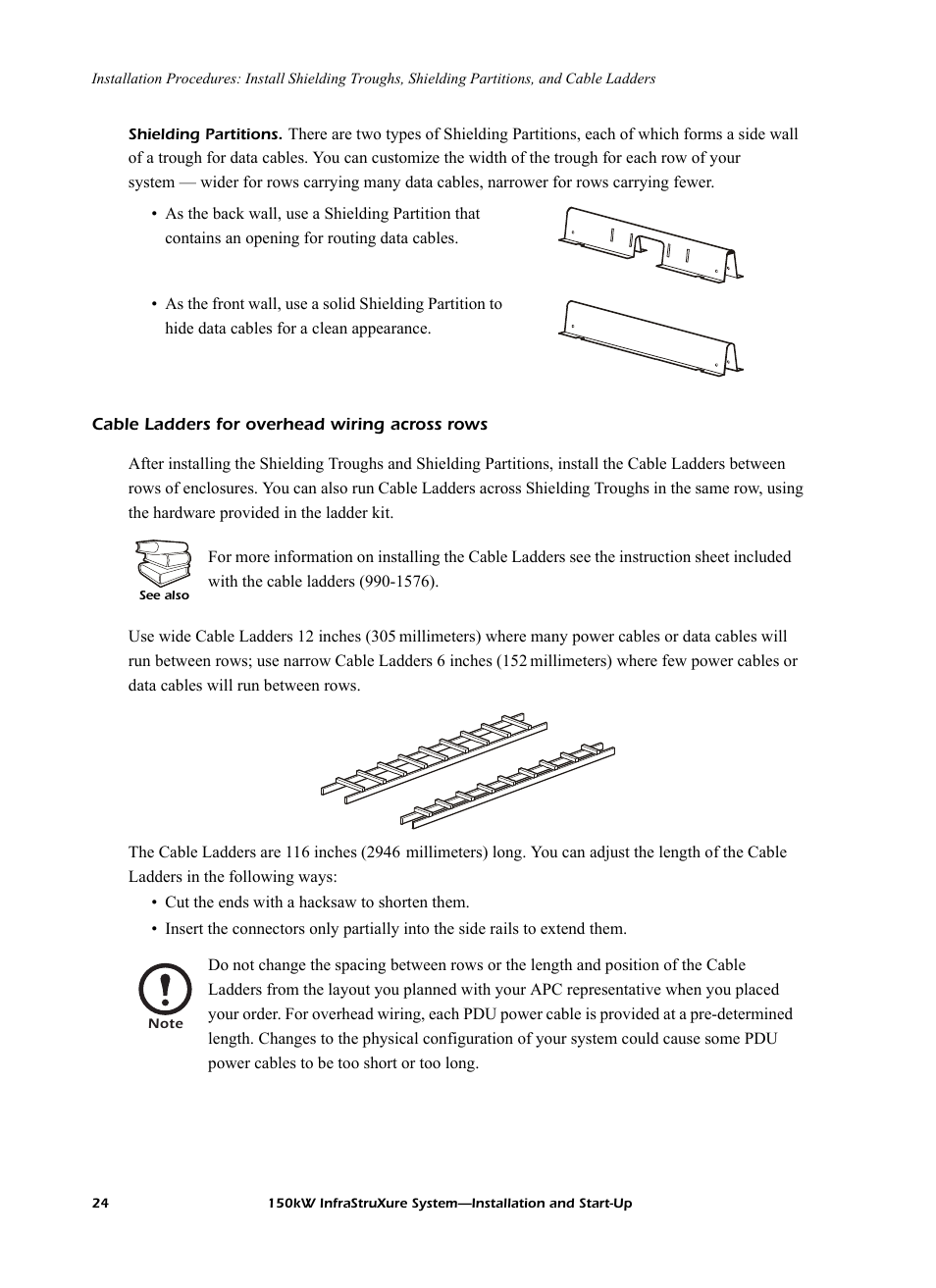 Cable ladders for overhead wiring across rows | American Power Conversion PDU User Manual | Page 32 / 54