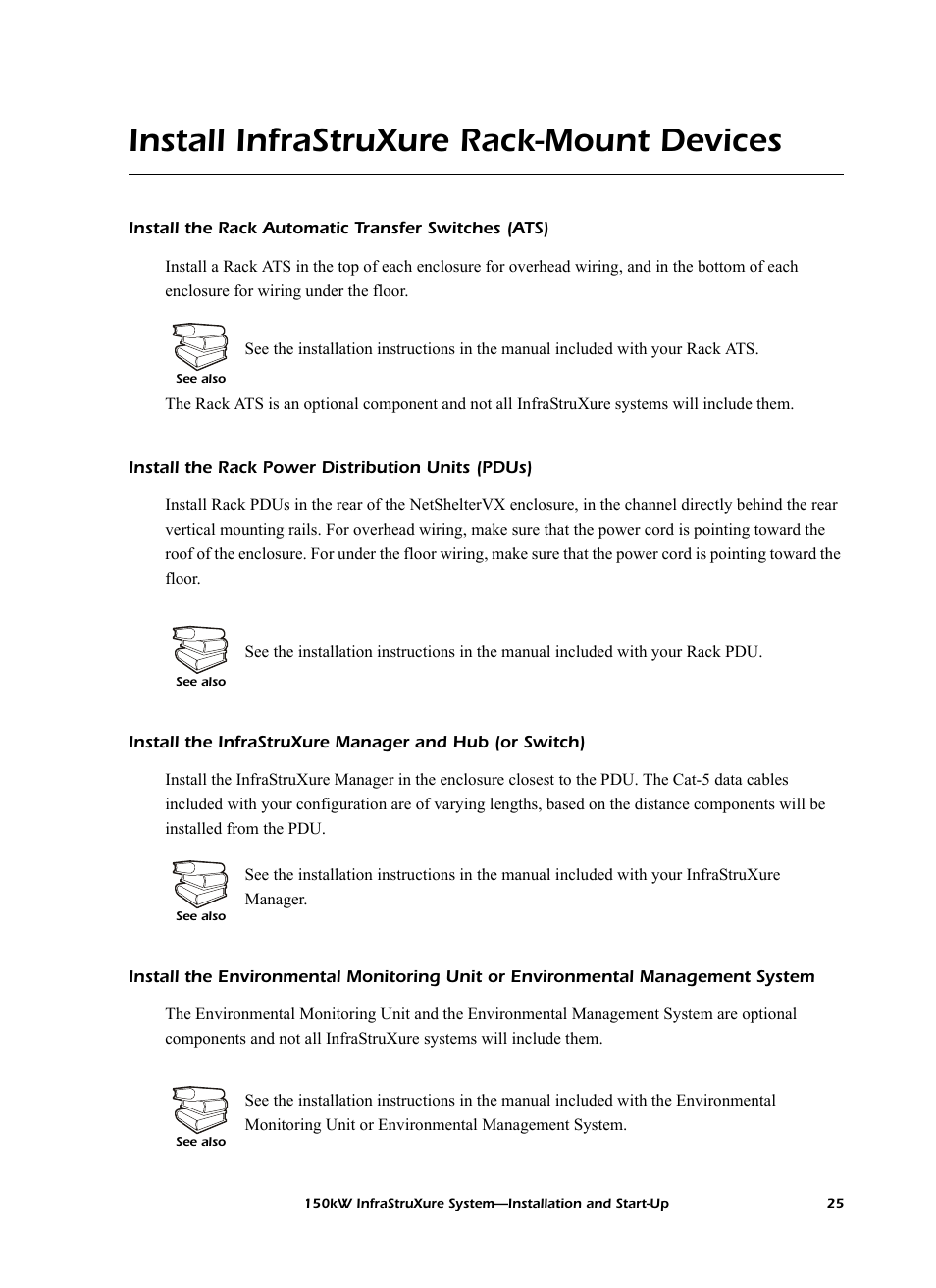 Install infrastruxure rack-mount devices, Install the rack automatic transfer switches (ats), Install the rack power distribution units (pdus) | American Power Conversion PDU User Manual | Page 33 / 54