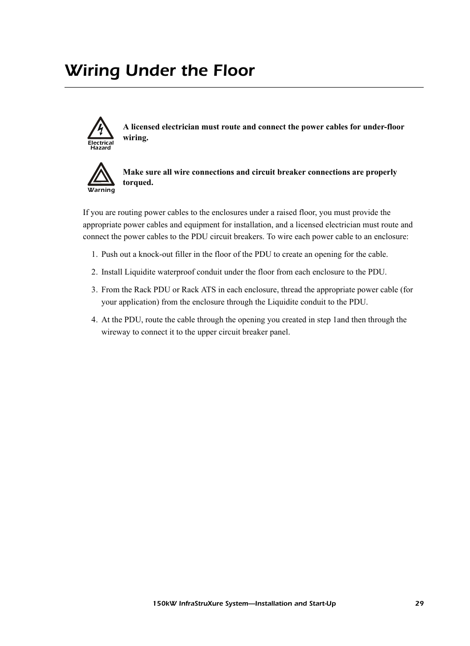 Wiring under the floor | American Power Conversion PDU User Manual | Page 37 / 54